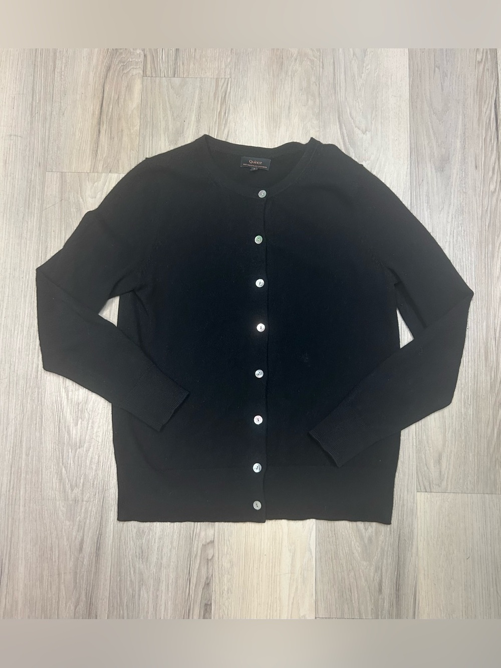 Quince 100% Mongolian Cashmere Cardigan Sweater S Black Quiet Luxury Classic